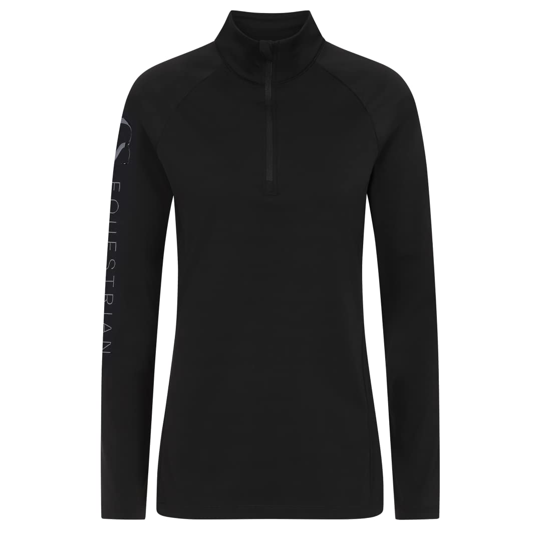 GS Equestrian Ladies Momentum Long Sleeve Base Layer. Lightweight, Flexible and Colourful Base Layers That are Perfect for Horse Riding (Black, UK 10)