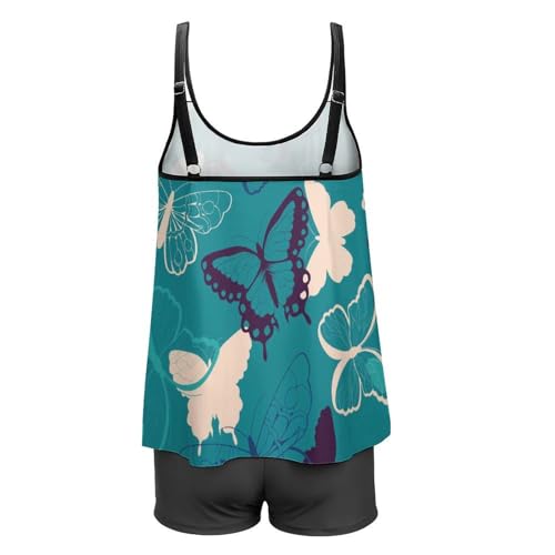 Maillot de bain tankini vert masquant le ventre avec shorty et robe fluide - 5