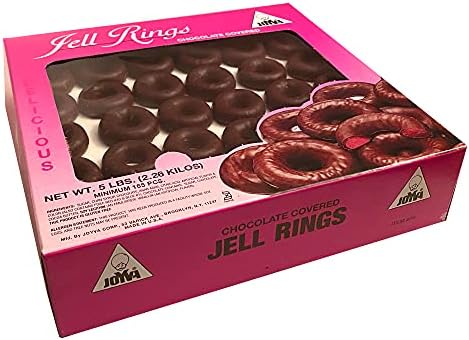 Joyva Jell Rings - The Original Gourmet Chocolate Confection with a Sweet Jelly Filling - Kosher Parve, Vegan, Non-Dairy, No Gluten Treats - Made in Brooklyn - 5-lb. Bulk Box, Approximately 165 Pieces