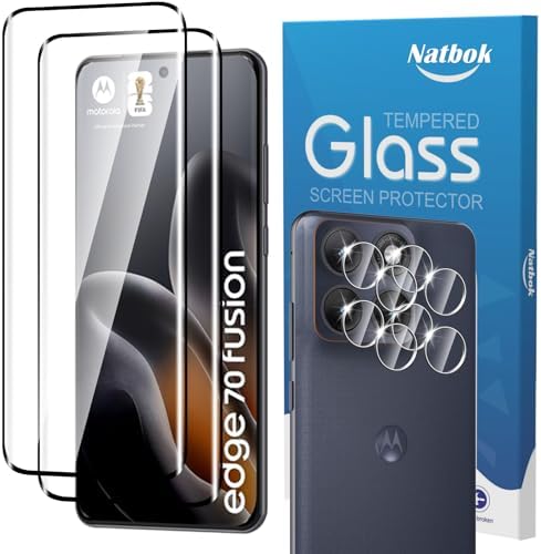 For Motorola Moto Edge 70 Fusion 5G 3D Screen Protector, [2+2 Pack] Tempered Glass & Camera Lens Protector, Ultra Resistant Anti-Fingerprints Full Coverage Phone Film for Moto Edge 70 Fusion
