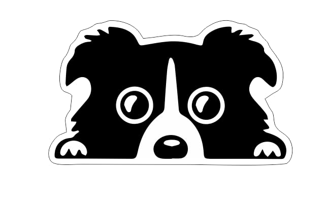 Peeking Dog Decal, Vinyl Face Sticker for Car Window, Black and White Adhesive Pet Decal, 1 PC
