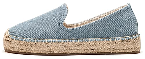 Image of Women's Classic Slip on Flat Shoes Casual Cap-Toe Platform Simple Espadrille Canvas Loafers