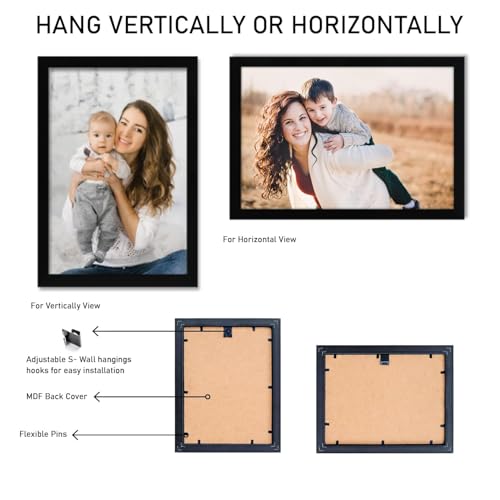 Image of A4 Size Photo Frame For Wall Set of 5 Black Picture Frame For Home and Office Decoration, Size -8x12 Inches (Design 05)