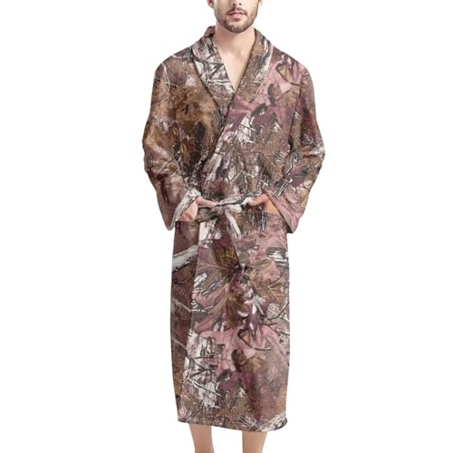 SEANATIVE Men's Winter Thermal Long Bathrobe Lovers Thick Warm Flannel Kimono Bath Robe Plus Size Nightgowns - Main Image