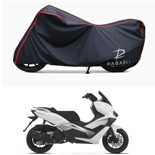 Image of Waterproof Bike Body Cover Compatible for | Keeway Vieste 300 Matte BS6 | Taffeta Fabric, Red Piping Design, Bottom Elastic Fit | Dustproof, Sun UV & Rain Protection for All Bikes