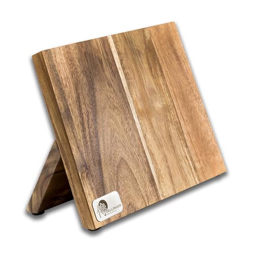 KS-0127 Dellinger Bloc à couteaux magnétique en bois et aimanté sans couteau - En bois d'acacia pour une cuisine organisée et spacieuse - Place pour 4 à 5...