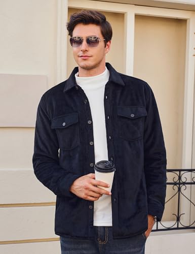 Cotrasen Men's Flannel Jackets Plaid Sherpa Lined Fleece Shirt Long Sleeve Jackets with Pockets Casual Work Heavyweight2