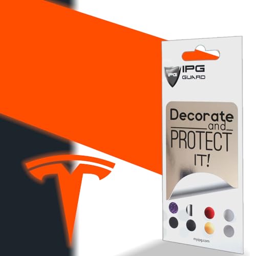 Image of IPG Compatible with Model Y Decal (8 Logo Set) Stickers Set Personalize Your Vehicle (Reflective Series - Orange)