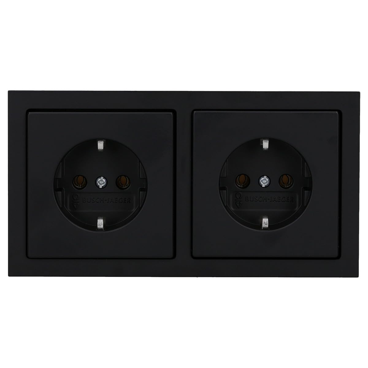 Busch-Jaeger future® linear Komplett-Set: 2x 20 EUC-885 SCHUKO® Steckdosen-Einsatz + 1722-885K Abdeckrahmen 2-fach, Future Linear schwarz matt 55x55 mm