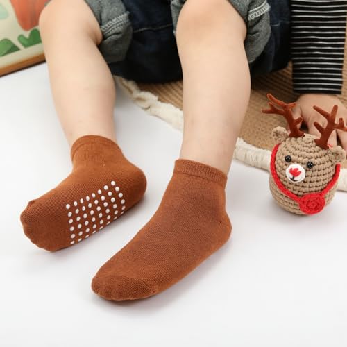 Image of JAKIDAR 12-Pair Baby Socks Non-Slip Cotton Toddler Socks Ankle Socks for Baby Toddler Kids