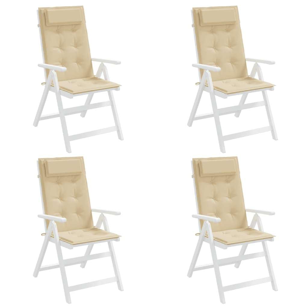 Wasserabweisende Stuhlkissen 4er Set, Sitz für Hochlehner, Gartenstuhl Hochlehner mit weicher Polsterung