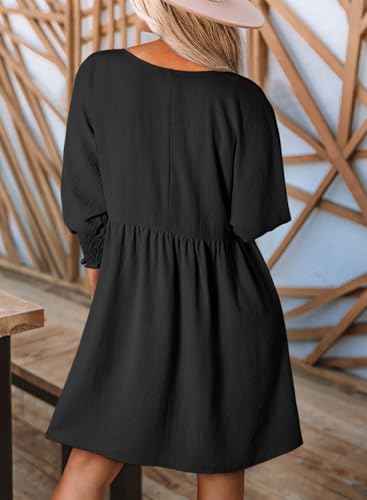 Dokotoo Womens Summer Dresses Casual Tunic Dress Short Sleeve Crew Neck Flowy Babydoll Dress3