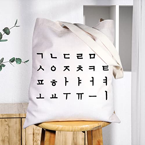BOLSA TOTE ALFABETO HANGUL COREANO miniatura 5