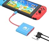 YLVOTER Adapter Docking Station for Nintendo Switch, 3-in-1 Portable TV Dock Station Replacement for Official Switch Dock with HDMI and USB 3.0 Port and Charging Port (Blue red)