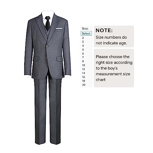 Image of Plavict Boys' Suits Slim Fit 5 Piece, Adjustable Waist, Boys Formal Set