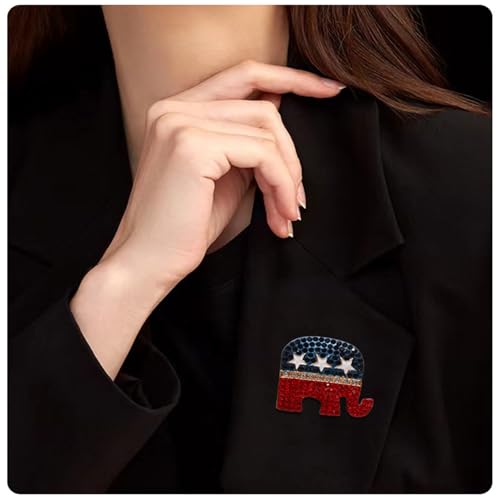 Image of Rhinestone USA Flag Brooch Pin for Women Men Shiny Crystal 4th of July American Patriotic Medal Brooches Dress Accessories Independence Presidential Election Day