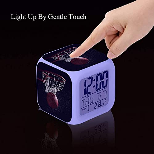 Wyfkymxx Led Wake Up Alarm Clock Wolf Design Creative Digital Bedside Cube Glowing Clock For Bedroom Travel Adults Kids Colorful Electronic Desk Clock Birthday Toy Present. (Basketball) #TOP1