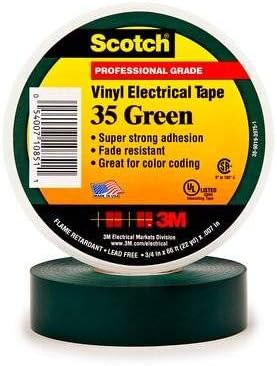 35-GREEN-1/2 - TAPE, INSULATION, PVC, GREEN, 0.5INX20FT