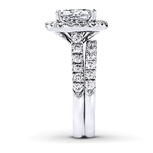 Bridal Set 3-1/3 CT Radiant Cut Moissanite Engagement Rings for Women Platinum Plated Silver3