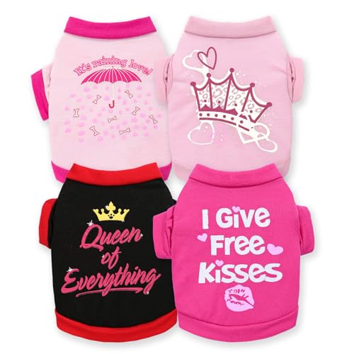 4 Pieces Dog Clothes for Small Dogs Girl Summer Puppy Shirts Cute Soft Pet T-Shirt Cat Outfit for Pets Teacup Chihuahua Yorkie Clothing,XX-Small