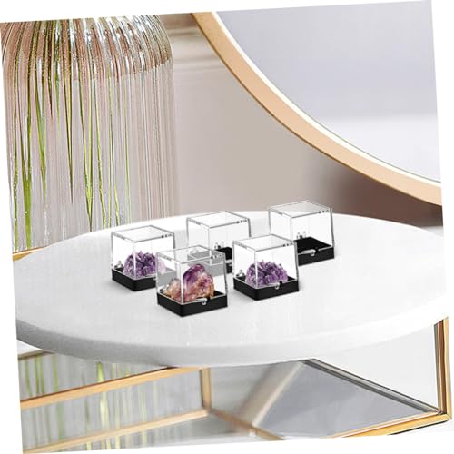Image of Transparent Mineral Specimen Display Box Clear Cube Case 1.38 Inch Small Rock Crystal Storage Protective Container for Science Education and Collection