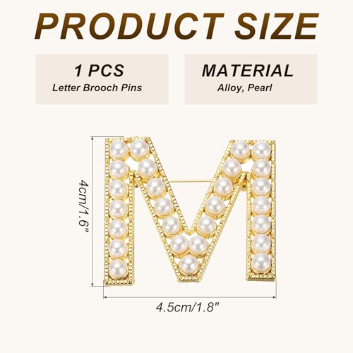 Image of PATIKIL Letter Brooch Pins, Pearl Initial Alphabet Letter Lapel Badges Pin for Women Men Girl Wife Suits