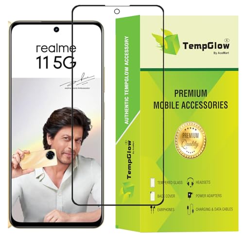 Image of Screen Protector for Realme 11 5G | 11x 5G | C67 | Narzo 60x | Oppo A58 4G | A38 (Black) Tempered Glass Edge-to-Edge 6D Screen Guard With Installation Kit