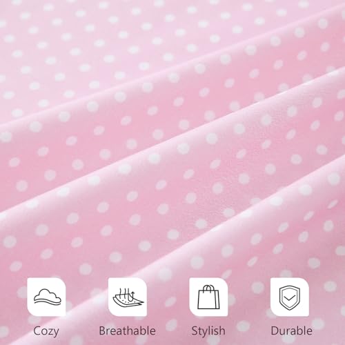 Image of MCO 4Pieces Polka Dot Sheets Set, Breathable Queen Sheet Set with 16 inch Deep Pocket,Modern & Luxury, Brushed Microfiber Bedding Set(Queen, Polkadot Pink)