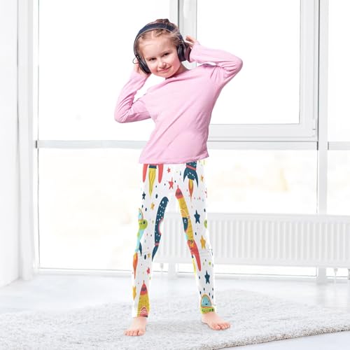 Bolaz Toddler Girls Leggings Printed Yoga Pants Leggings Yellow Blue Rocket for Kids4