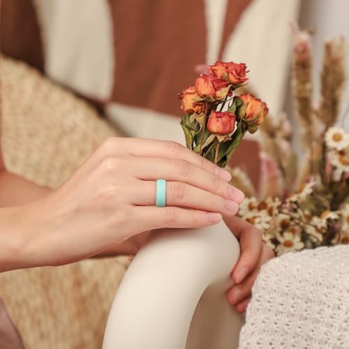 Image of Egnaro 4 /5 /8 Variety Multipack Ergonomic Breathable Bridal Rings Sets, 6mm Wide - 2mm Thick Rubber Wedding bands women, silicone Rings for her with Half Size