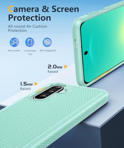 Image of FNTCASE for Samsung Galaxy A27-5G Case: Military Grade Drop Protection Phone Cover, 14ft Drop Tested, Screen Protector Included, Anti-Slip Matte Textured, TPU+PC Dual Layer Shockproof (Mint Green)