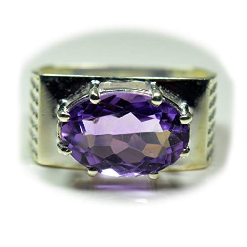 Bague améthyste homme bague en argent ovale pierre de naissance