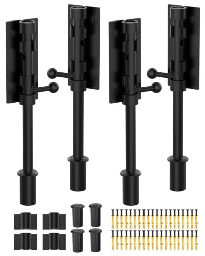 Image of 7.7 inch Barrel Bolt Latch, Heavy Duty Slide Bolt Gate Latch, SUS304 Stainless Steel Thickened Metal Gate Locks for Outdoor Fence, Shed, Wooden Gate, Barn, Patio, Courtyard (Black - 4pcs(8inch))