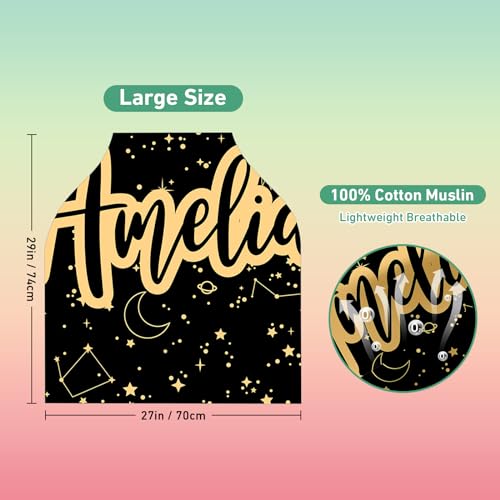 Image of Custom Name Car Seat Canopy - Baby Car Seat Covers, Black Star Infant Stroller Cover, Carseat Canopy Christmas Birthday Gifts for Girls and Boys