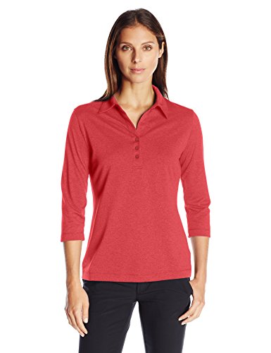 Cutter & Buck Women's CB Drytec 3/4 Sleeve Chelan Polo, Cardinal Red Heather, Medium