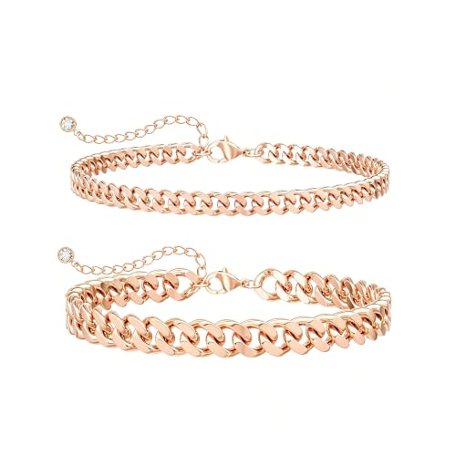 Image of Gold Ankle Bracelets for Women Waterproof - Dainty Gold Anklets Trendy Layered 14K Gold /Silver Plated Stackable Chunky Cuban Link Chian Anklet Bracelet Set for Women Non Tarnish Beach Jewelry Gift