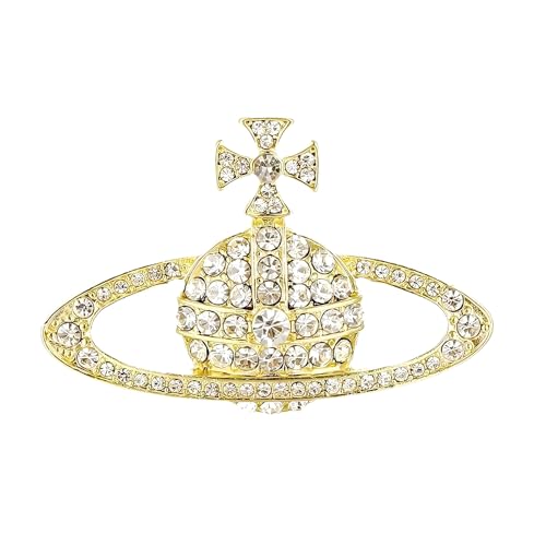 Image of Dreuyet Saturn Planet Brooch Pin for Women Ladies Dainty Rhinestone Star Lapel Pin Cubic Zirconia with Crystal Planet Brooch Fashion Dress Accessories Jewelry for Suit Clothing Jackets Badges