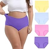 INNERSY Women's Plus Size XL-6XL Cotton Underwear High Waisted Briefs Panties 4-Pack(Lilac Breeze,4X-Large)