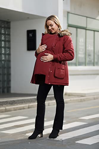 Maacie Winter Umstandsmantel aus Baumwolle warme Alltags-Outdoor-Umstandsjacke