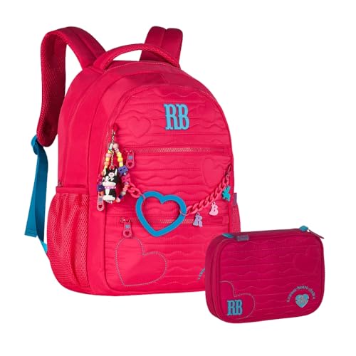 Kit Mochila Rebecca Bonbon Matelassê Corações com Estojo Box Coleção 2026 RB27014 (ROSA)