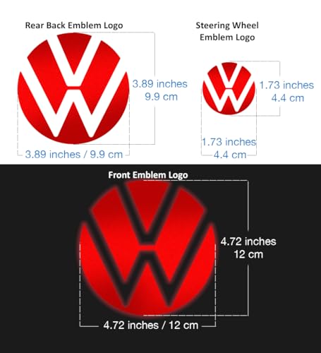 Image of IPG Decal Made for VW 2021 Passat Polo Tiguan Golf Rear /Front Emblem Logo Decals Stickers Set (4 Units) (Reflective Red)