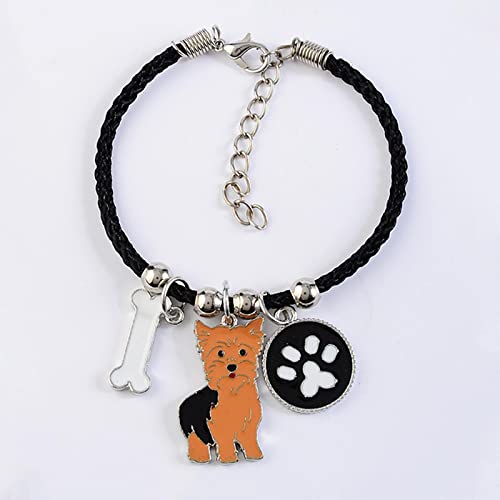 Bracciale Donna Braccialetto Regalo Regali Bulldog Francese Braccialetti con Ciondoli Braccialetti Donna Ragazze Amano Cane Ciondolo Corda Bracciale A Catena per Amico Yorkshire Terrie