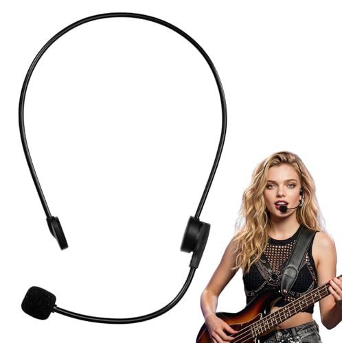 Fake Microphone Headset Prop Rockstar Singer Mic Headphones Costume Cosplay Accessories for Adults Men Women Halloween Rock Star Music Concert Party Outfit Black