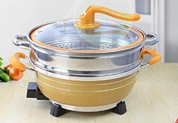 EVER MALL Multi-Function Nonstick Marble Ceramic Coating Power Electric hot Pot with Unbreakable Lid Heat Frying Pan-Vacuum Suspension Pot Cookware for Kitchen (Set of 1)