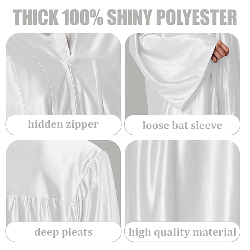 GraduationForYou Shiny Choir Robe (Loose, 48 (5'3" - 5'5"), White)3