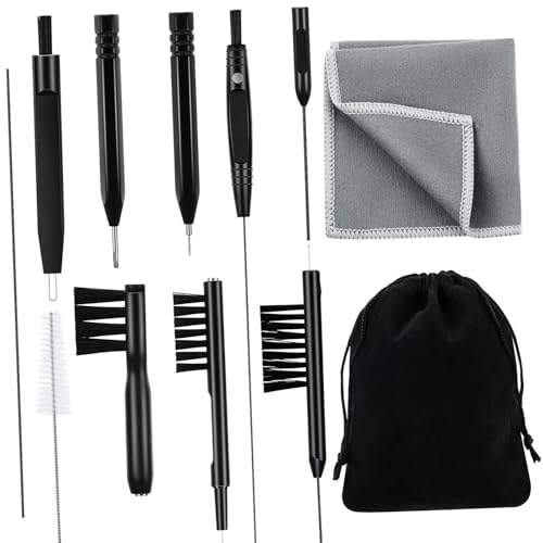 BOKIOESDE Herramientas de limpieza para audífonos. Juego completo con 12 herramientas y bolsa de almacenamiento portátil. Cepillo de siete orificios para