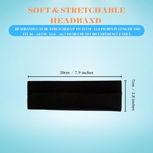رباط وشريط رأس 7 سم للجنسين، عصابة رأس ناعمة قابلة للتمدد ومزودة بمسامات للتهوية من القطن لليوجا للنساء والرجال لممارسة التمارين والجري من ويستند تشويس، أسود