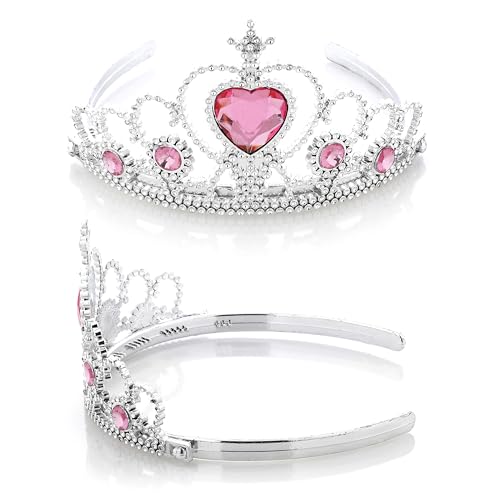 KarneLux Prinzessin Krone und Zepter Set Pink - Feen Zauberstab Kostümzubehör für Karneval, Fasching und Geburtstage