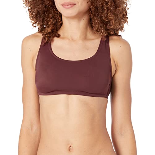 Amazon Essentials Damen Bauchfreies Schwimmoberteil mit U-Ausschnitt, Tiefbraun, 44