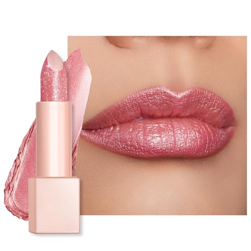 OULAC Feuchtigkeits Glanz Lippenstift Rosa, Schimmernder Lippenstift mit Glänzender Oberfläche, Cremige Textur, Lippenpflege Lippenstifte für Feuchtigkeitsspendende Lippen, Vegan (03) Pink Jewel